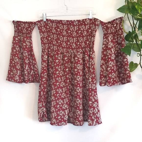 ~~SOLD~~ Red Tube Top Detached Sleeve Boho Dress - Picture 2 of 5